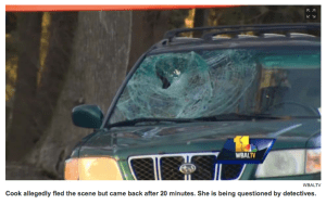Bishop Cook's windshield, photo from WBALTV