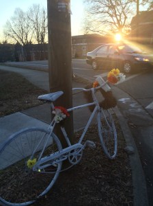 Just the other day, I drove past the "Ghost Bike" for Kent Winberry, a cyclist and human being killed in Durhman NC. Click photo for his story.